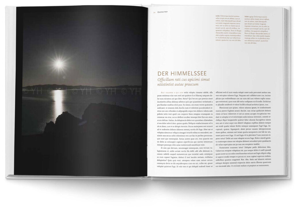 Bildredaktion für National Geographic „100 Tage Tibet – Das Versprechen“: Eine Doppelseite mit Text und Aufnahme vom Himmelssee