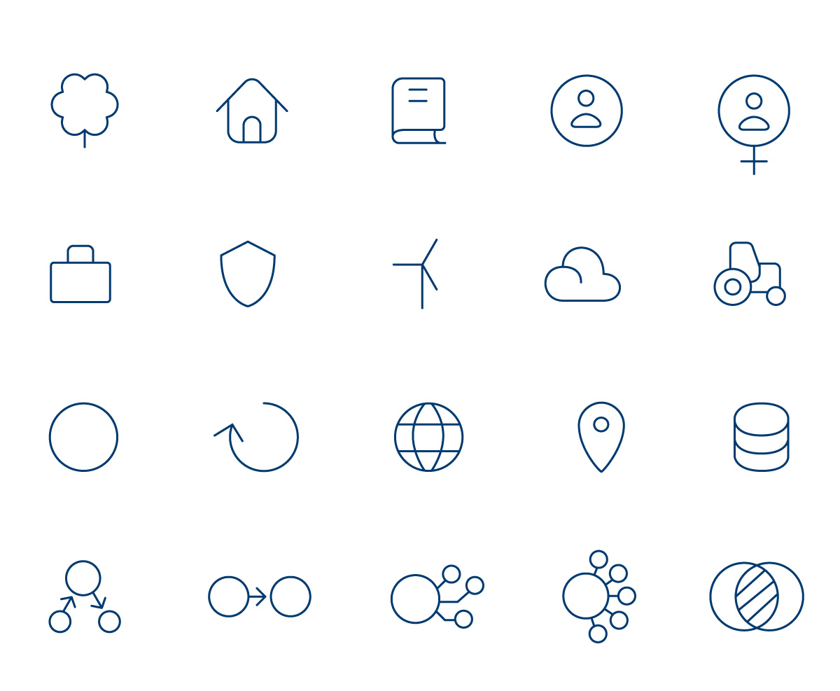 Piktogramme für das Corporate Design von BlueOrchard
